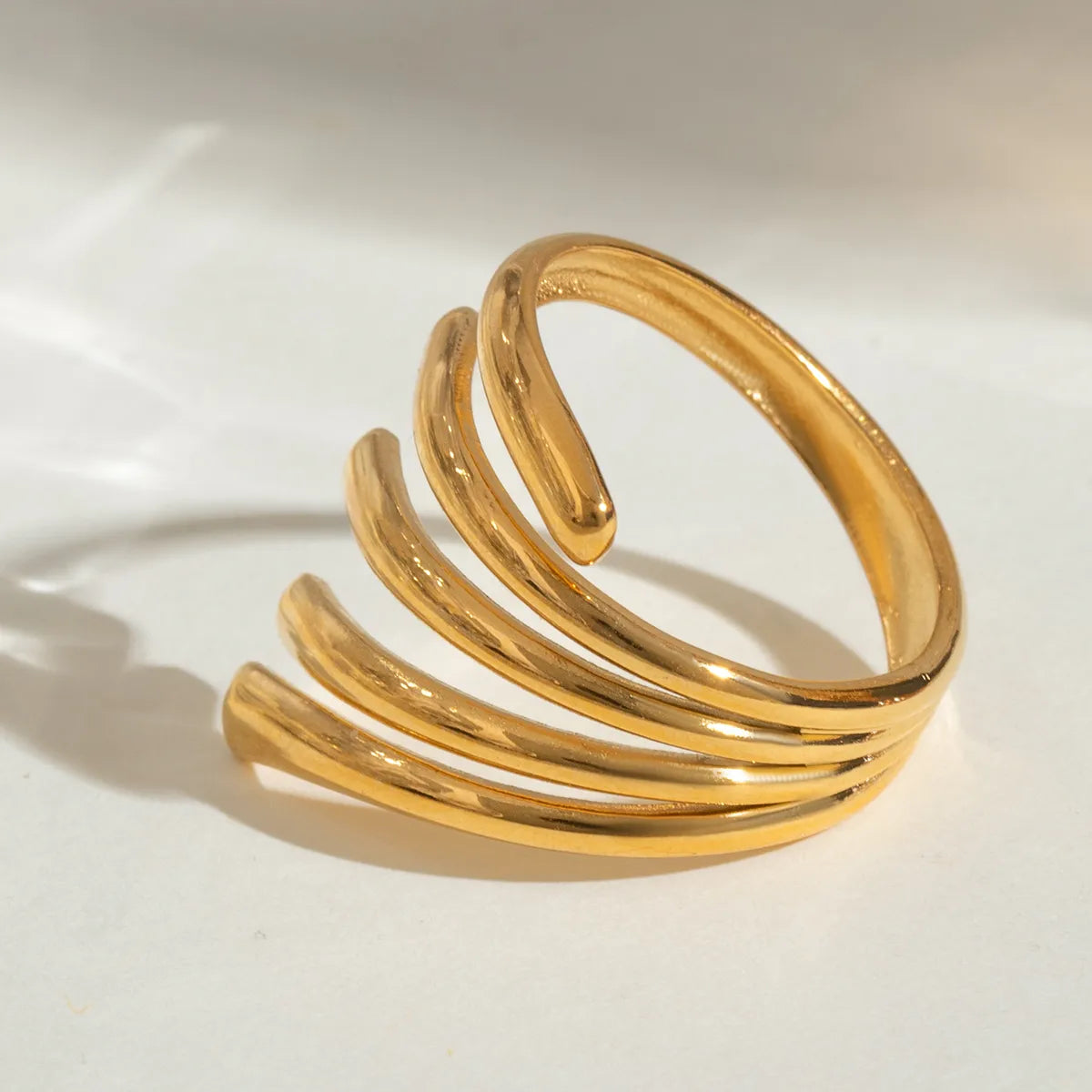 Anillo Abierto Dorado Acero Inoxidable