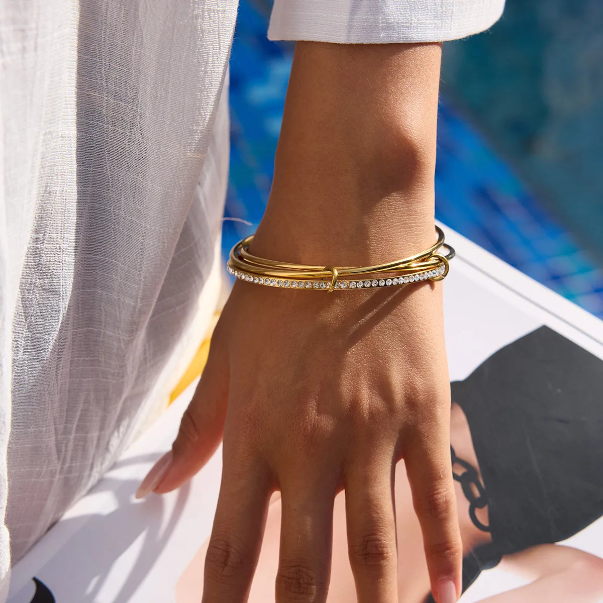 Pulsera Triple Dorada Acero Inoxidable