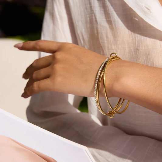 Pulsera Triple Dorada Acero Inoxidable