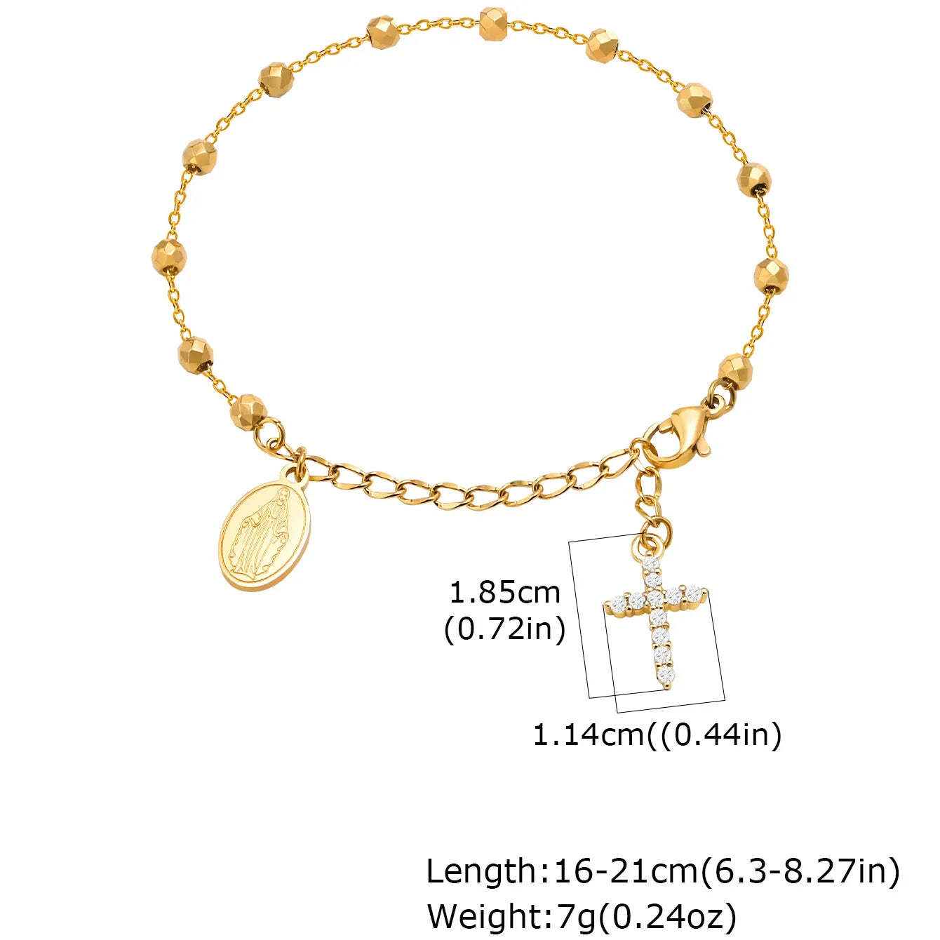 Pulsera Cruz Virgen María Acero Inoxidable