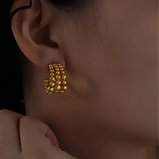 Arracadas Triple Bolitas Acero Inoxidable