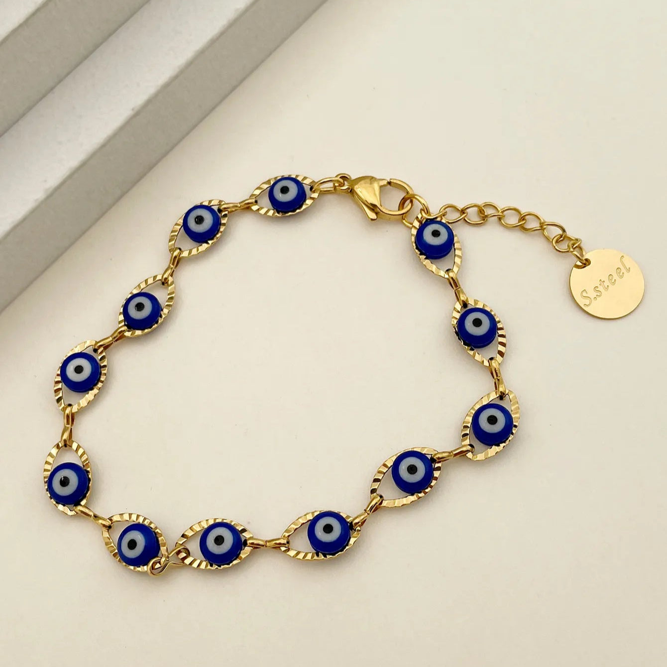 Pulsera Ojos Azul Acero Inoxidable