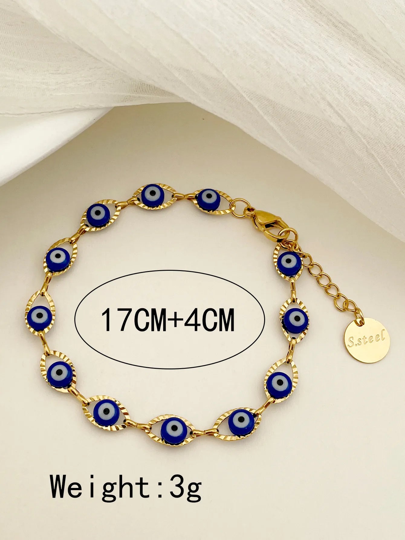 Pulsera Ojos Azul Acero Inoxidable