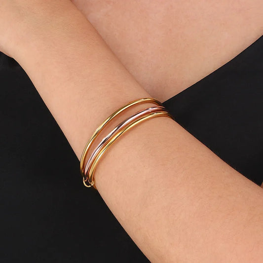 Pulsera Triple Bicolor Acero Inoxidable