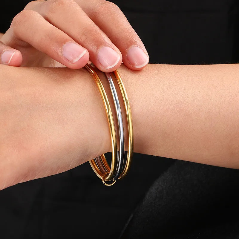 Pulsera Triple Bicolor Acero Inoxidable