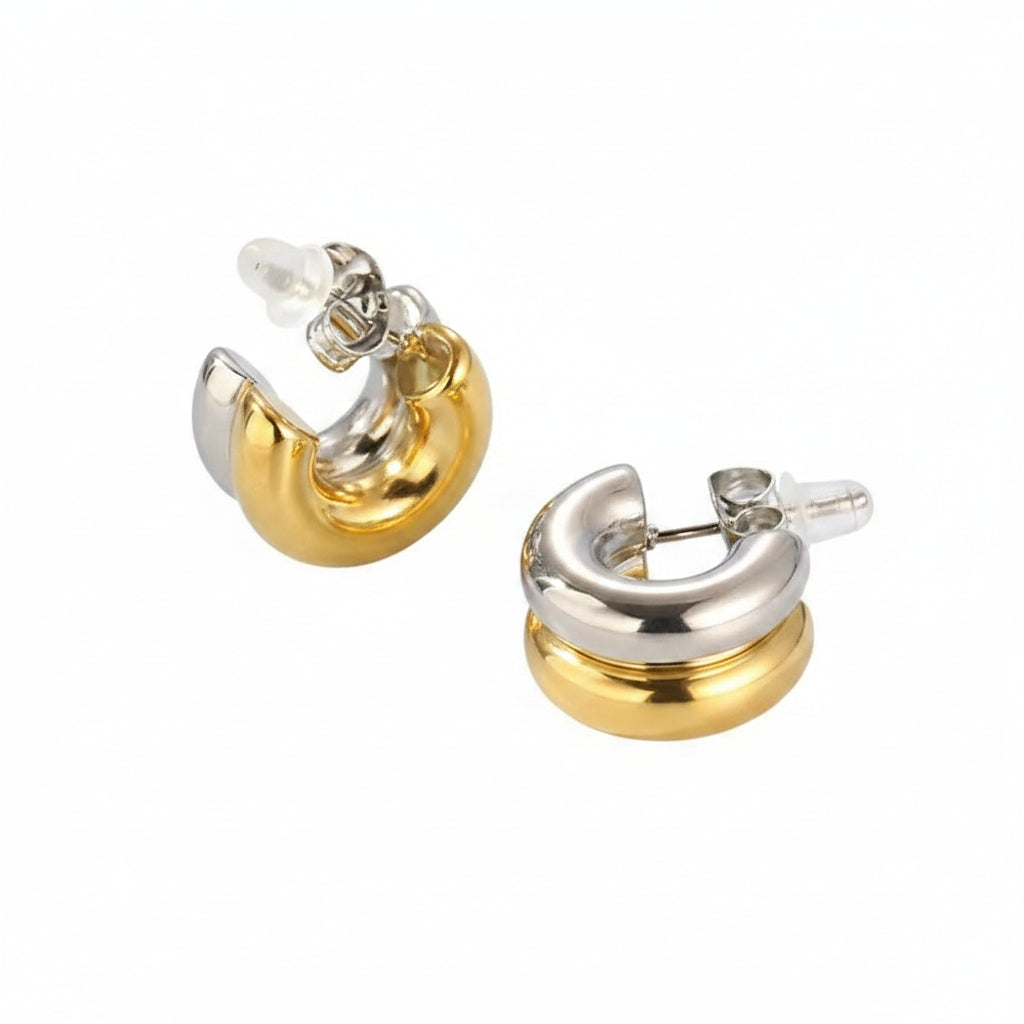 Aretes Bicolor Acero Inoxidable