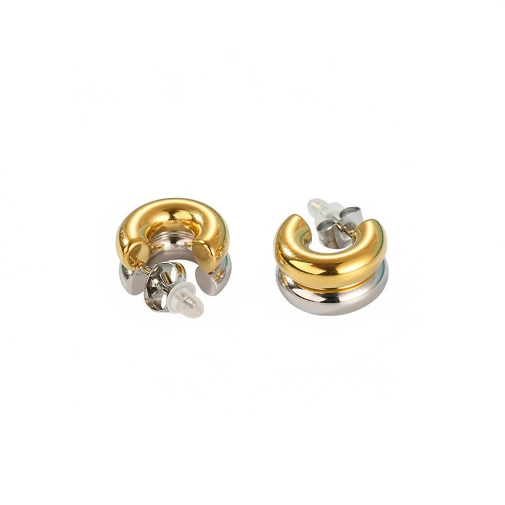 Aretes Bicolor Acero Inoxidable