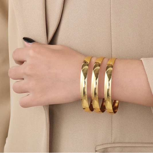 Set Tres Pulseras Doradas Acero Inoxidable