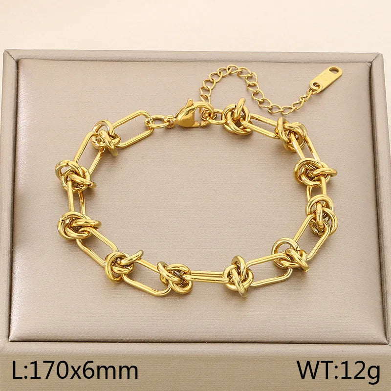 Pulsera Nudos Dorada Acero Inoxidable
