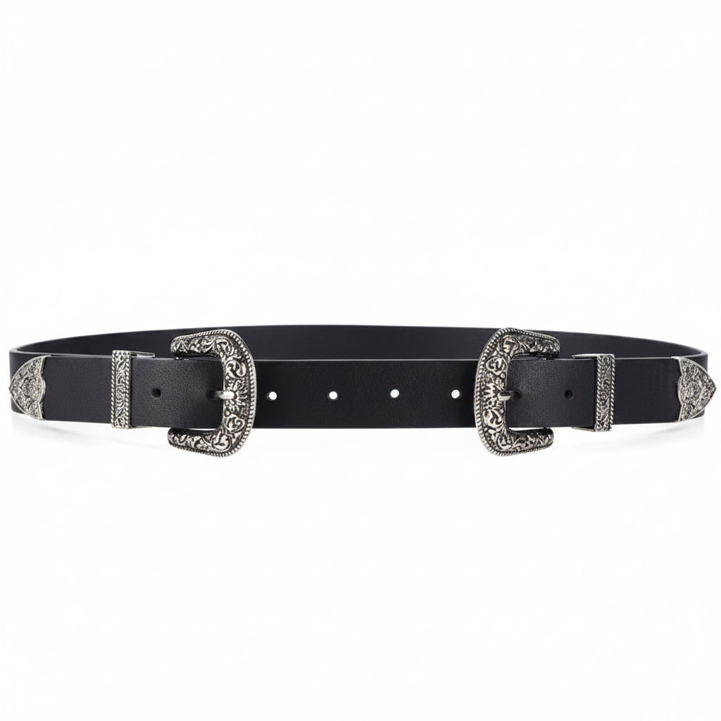 Cinto Hebilla Doble Negro