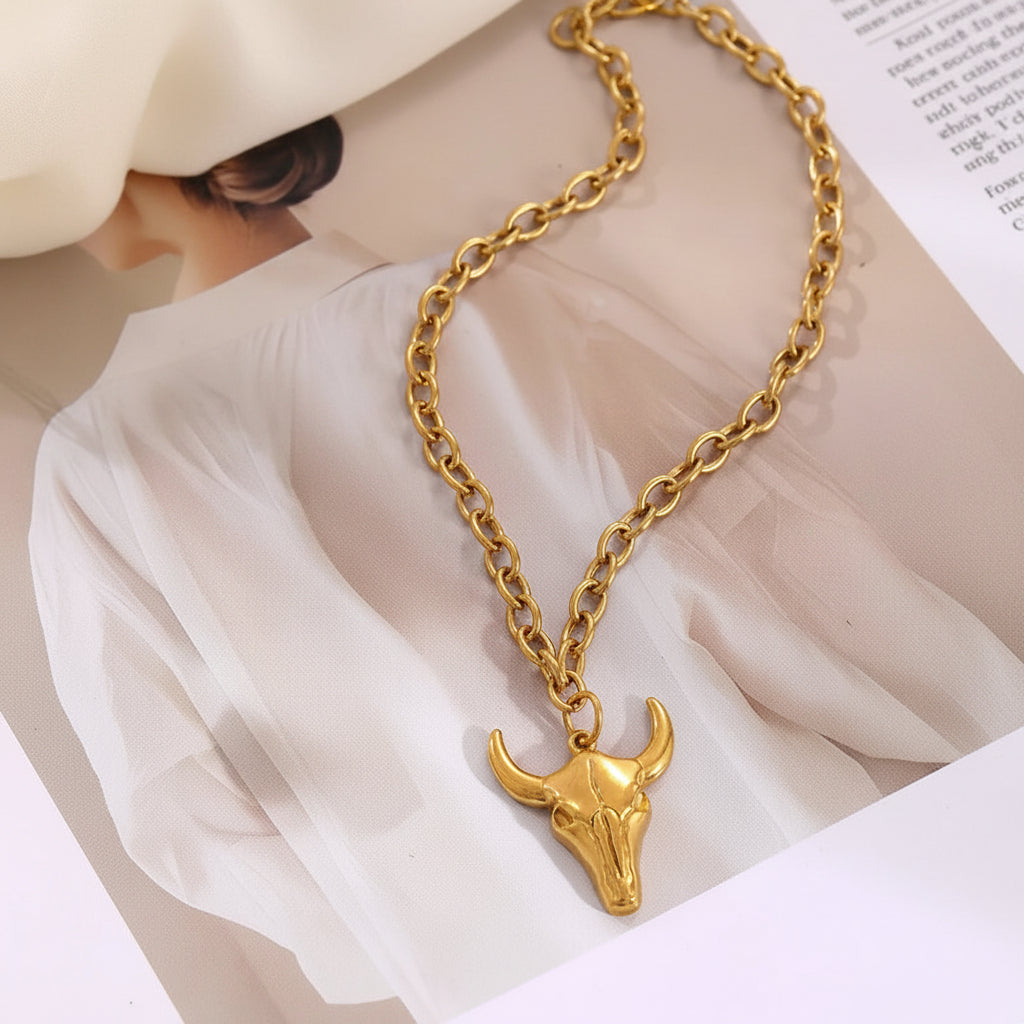 Collar Cabeza Vaca Acero Titanio