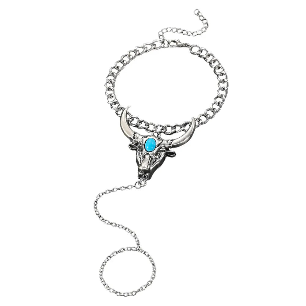 Pulsera Anillo Cabeza Turquesa Aleación