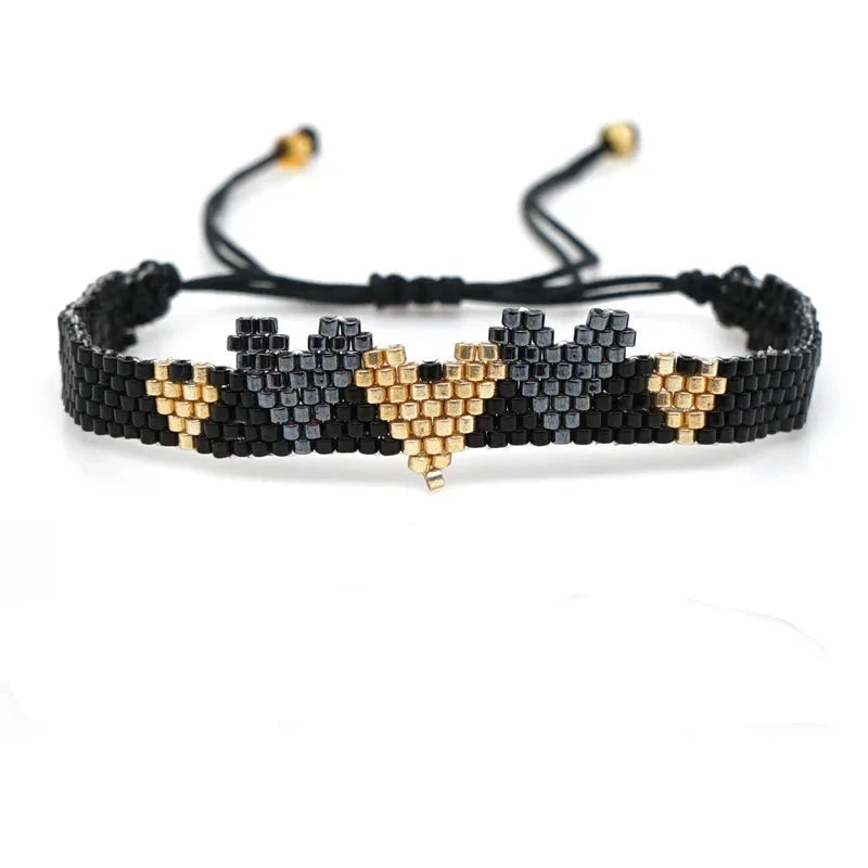 Pulsera Miyuki Corazón Estrellas Varias