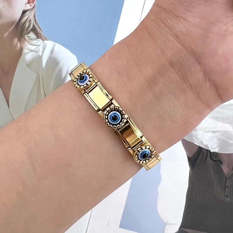 Pulsera Italiana Ojo Acero Inoxidable