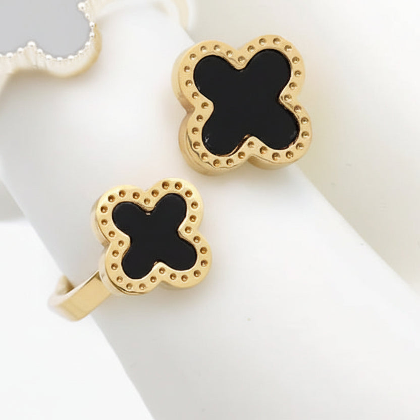 Anillo Trébol Doble Acero Inoxidable