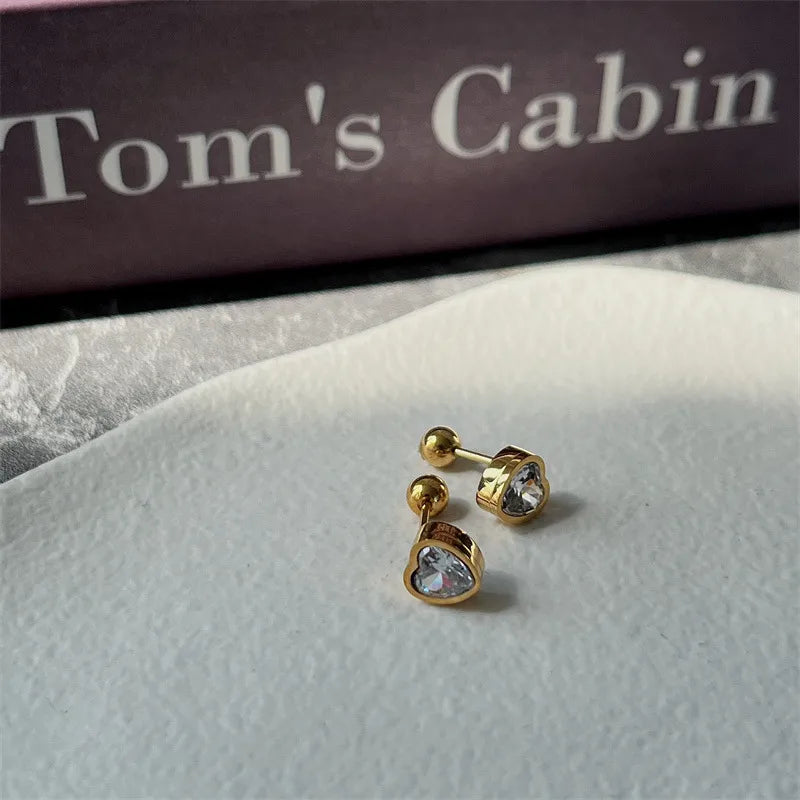 Aretes Corazón Acero Titanio