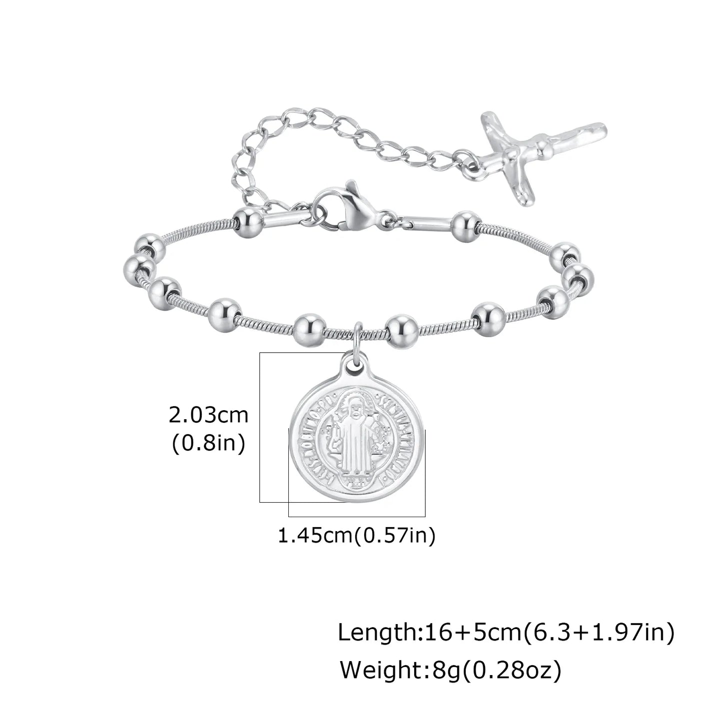 Pulsera Bolitas San Benito Acero Inoxidable