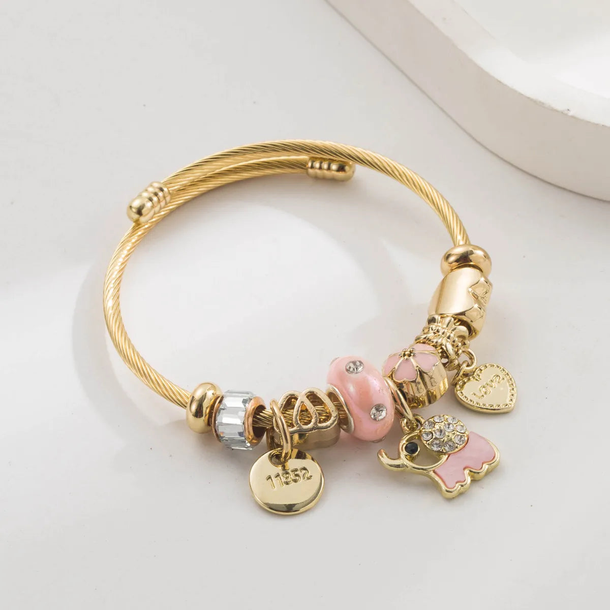 Pulsera Elefante Rosa Acero Inoxidable