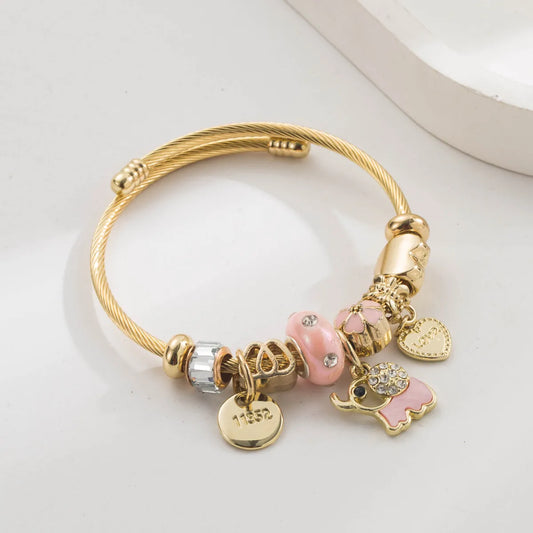 Pulsera Elefante Rosa Acero Inoxidable
