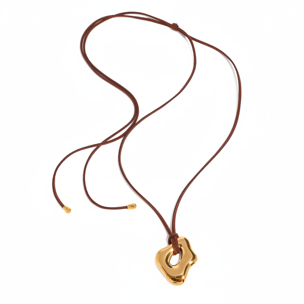 Collar Colgante Dorado Cuerda Acero Inoxidable