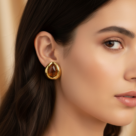 Aretes Gota Café Acero Inoxidable