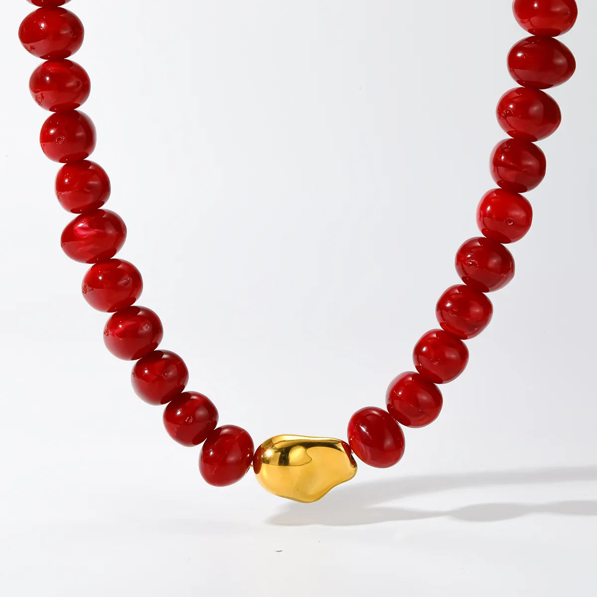 Collar Bolas Rojo Acrílico Acero Inoxidable