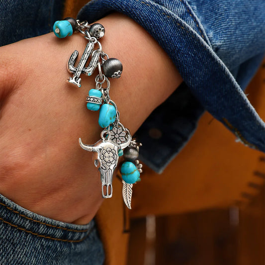 Pulsera Cactus Toro Turquesa Aleación