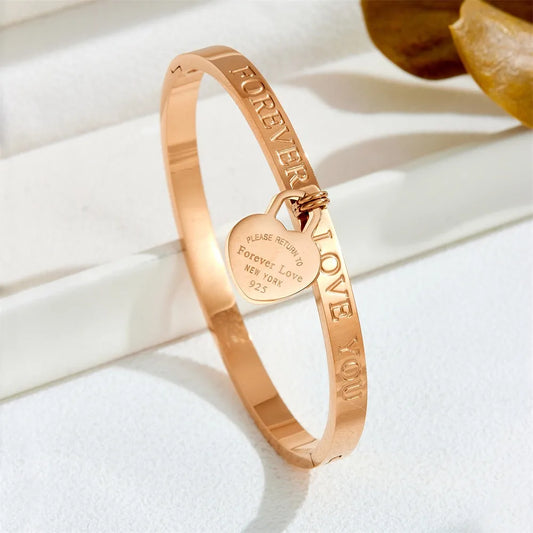 Pulsera Forever Love You Corazón Acero Titanio