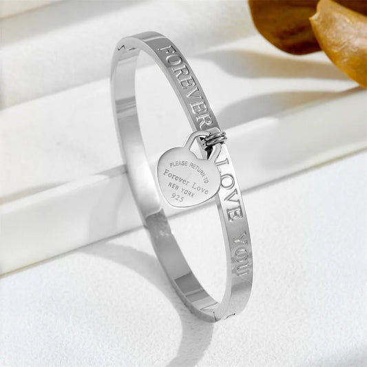 Pulsera Forever Love You Corazón Acero Titanio