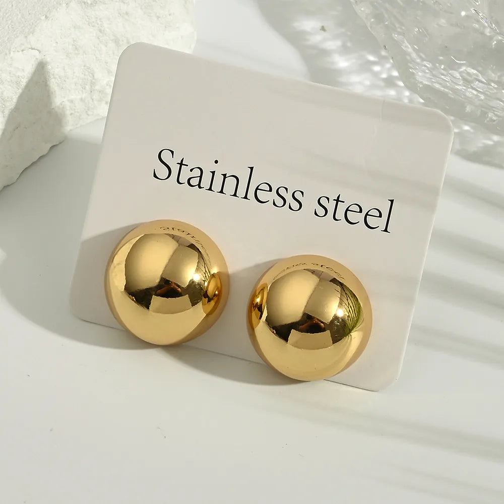 Aretes Redondos Dorado Acero Inoxidable