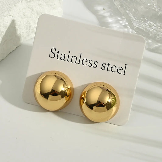 Aretes Redondos Dorado Acero Inoxidable
