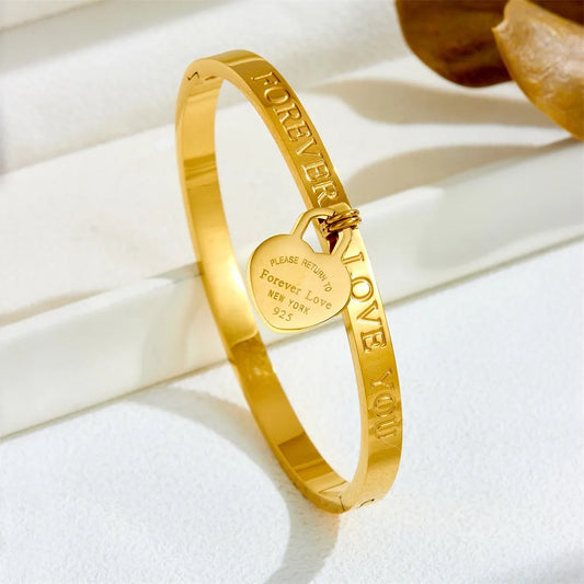 Pulsera Forever Love You Corazón Acero Titanio