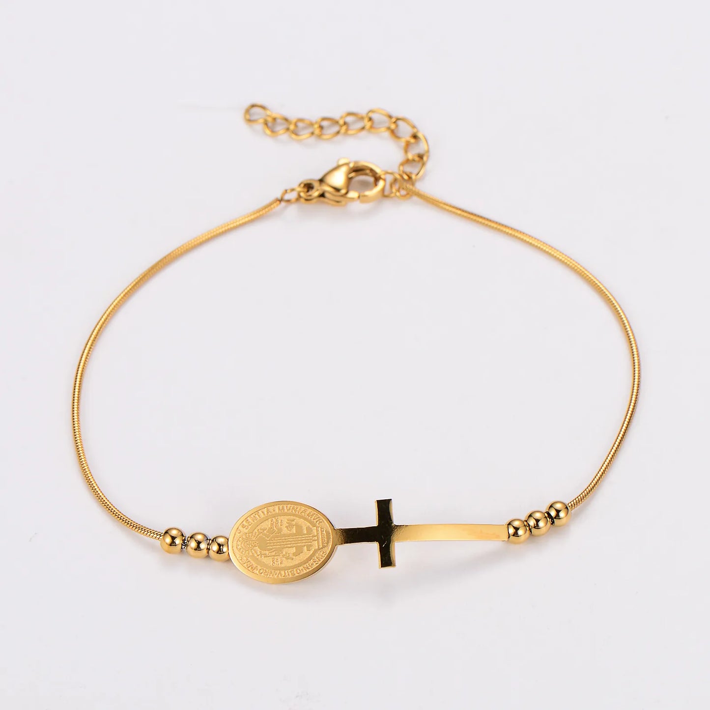 Pulsera Cruz San Benito Acero Inoxidable