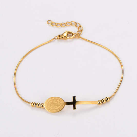 Pulsera Cruz San Benito Acero Inoxidable