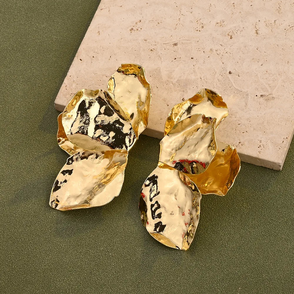 Aretes Media Flor Acero Inoxidable