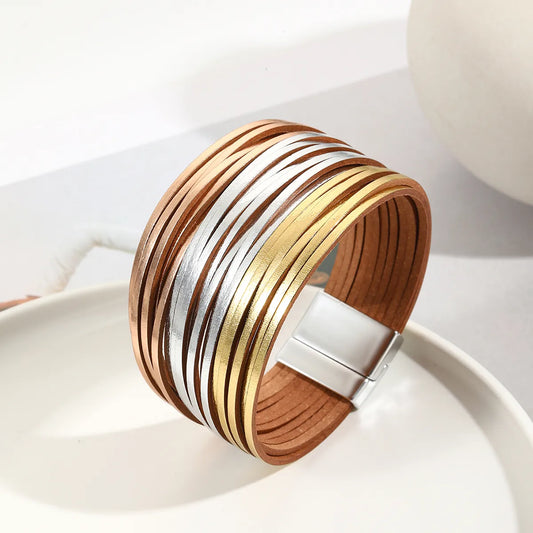 Pulsera Tricolor Cuero Sintético