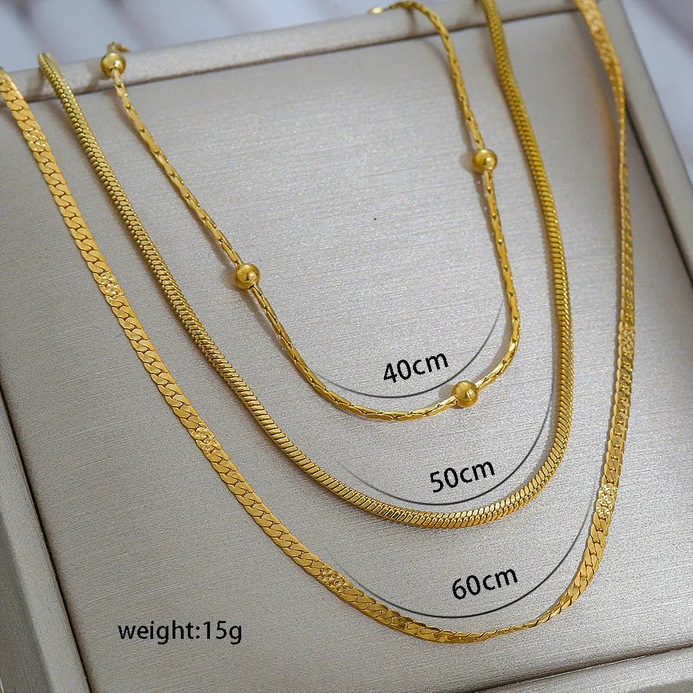 Collar Triple Dorado Acero Inoxidable
