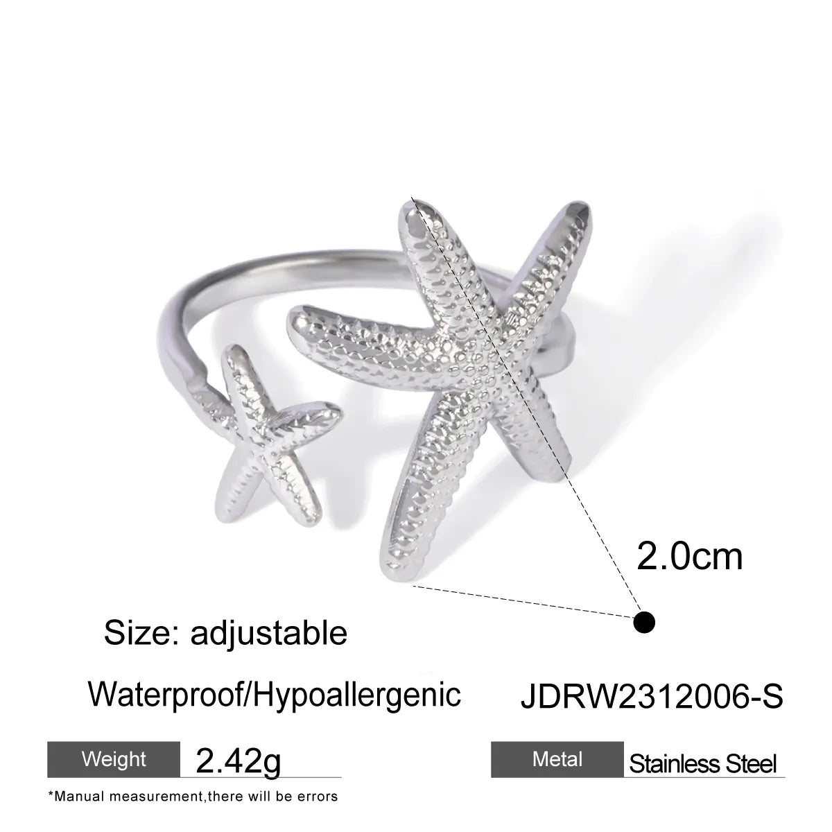 Anillo Estrellas Mar Acero Inoxidable