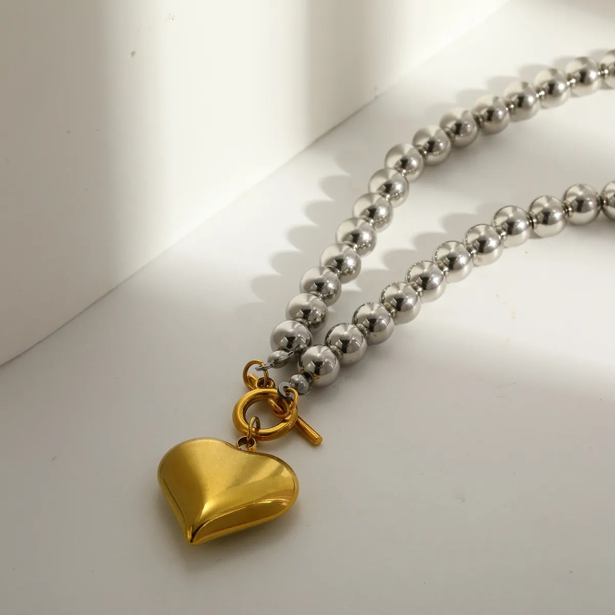 Collar Corazón Bicolor Acero Inoxidadable