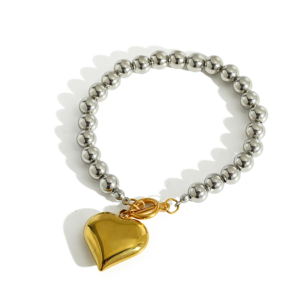 Pulsera Corazón Bicolor Acero Inoxidable