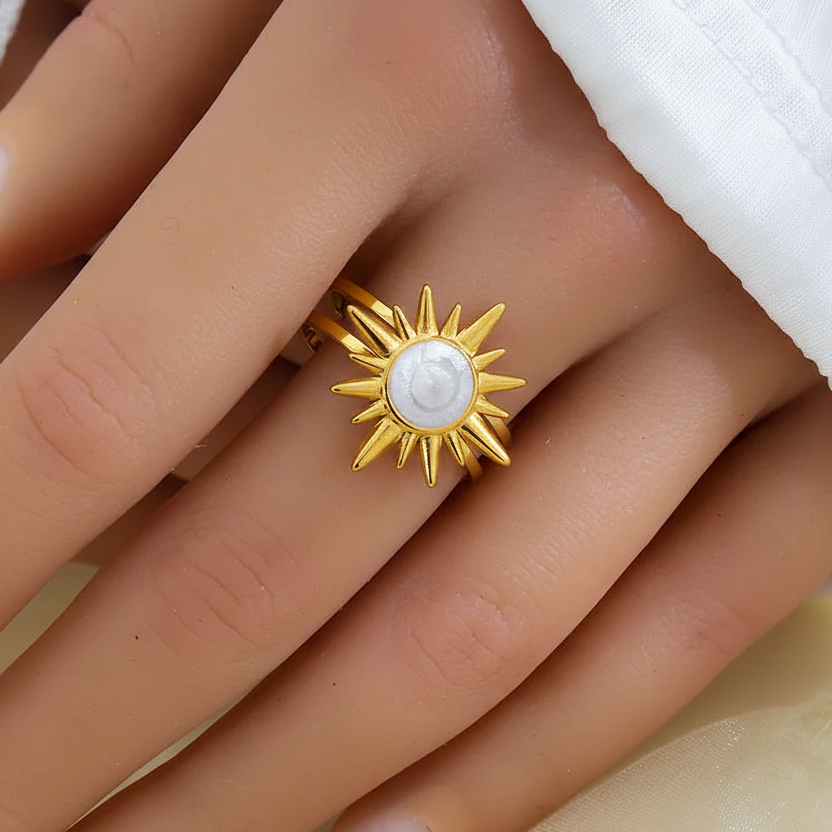 Anillo Abierto Sol Acero Inoxidable