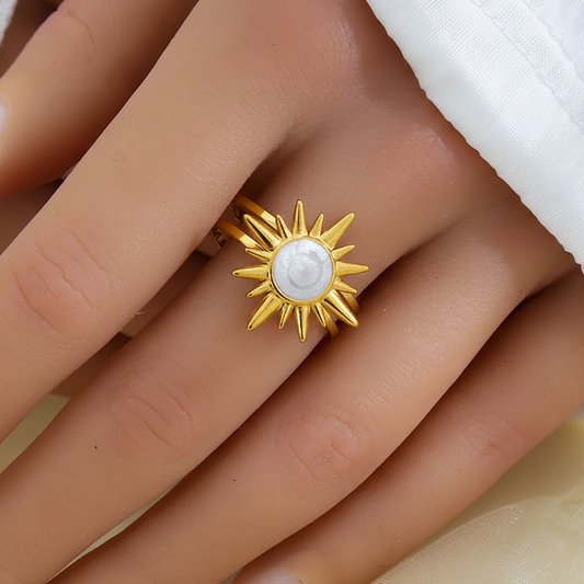 Anillo Abierto Sol Acero Inoxidable