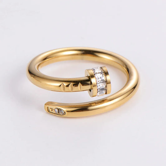 Anillo Clavo Dorado Acero Inoxidable