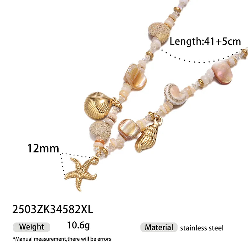 Collar Corazón Concha Estrella Mar Acero