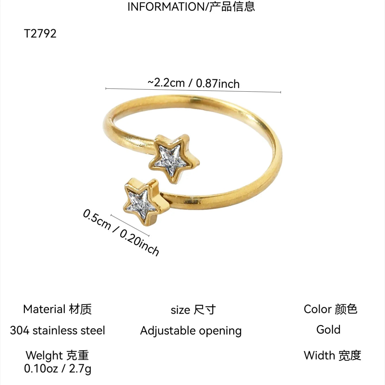 Anillo Estrellas Acero Inoxidable
