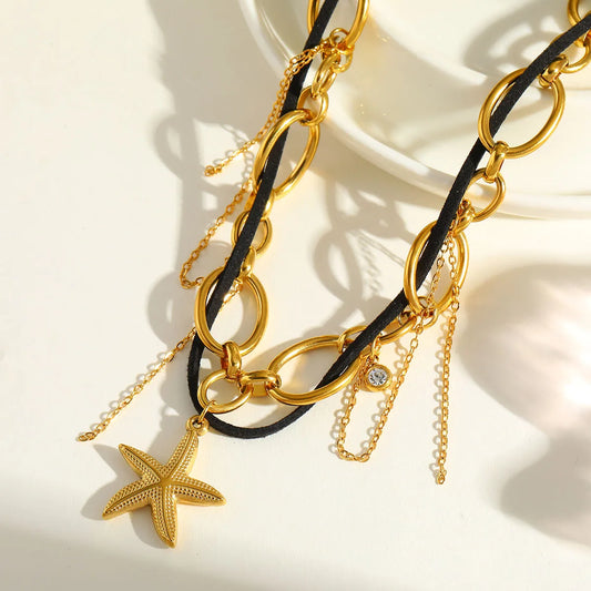 Collar Corto Estrella Acero Inoxidable