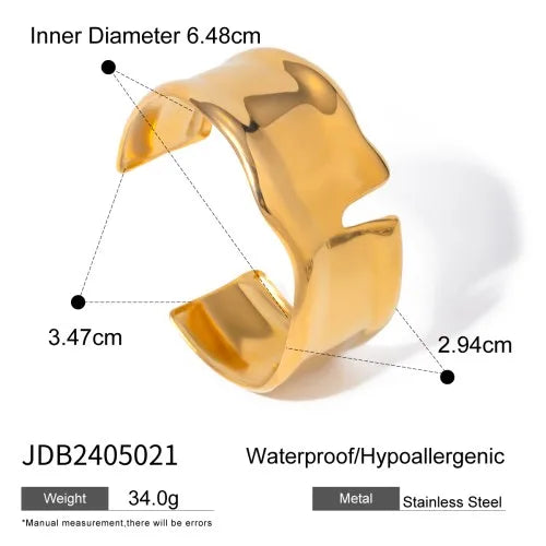 Pulsera Gruesa Dorada Acero Inoxidable