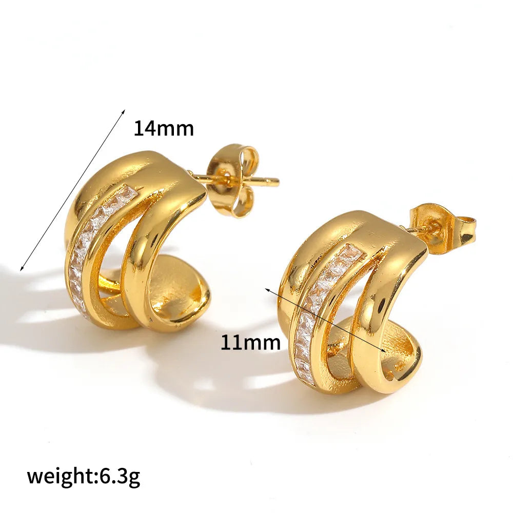 Aretes Zirconia Acero Inoxidable