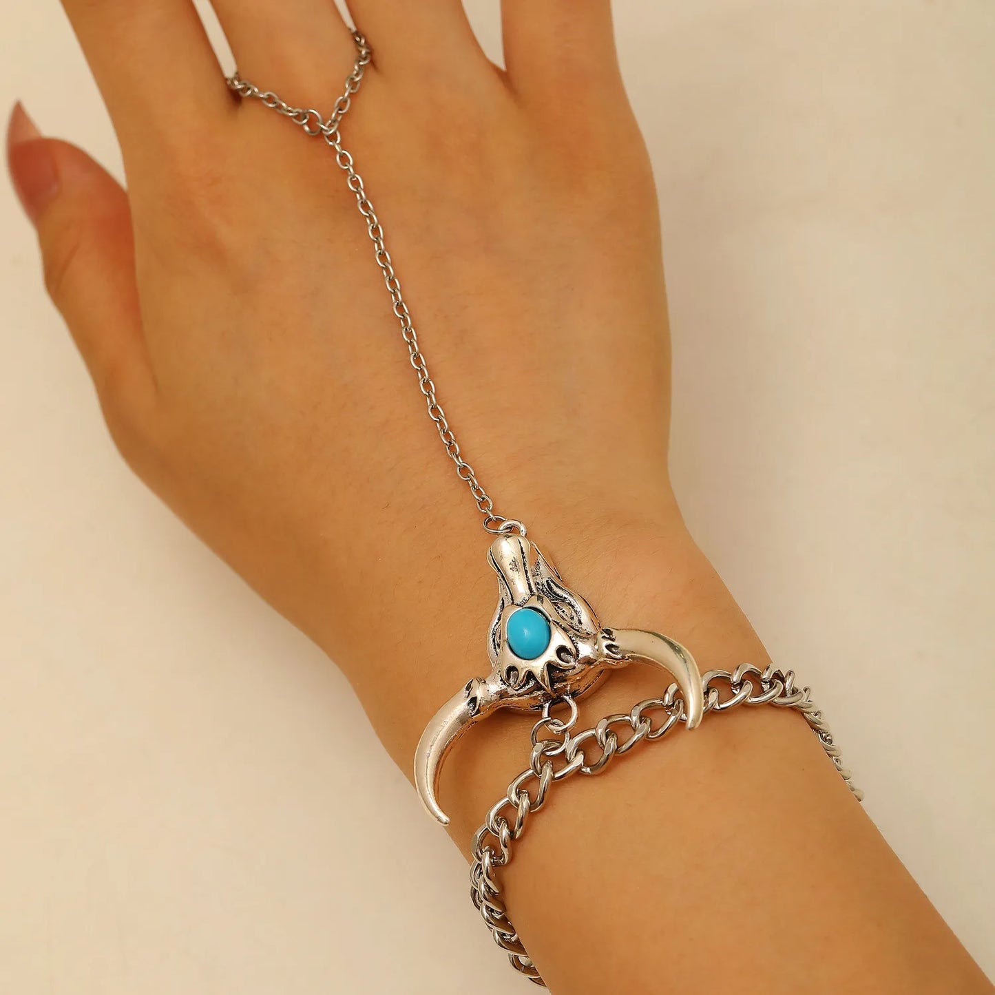 Pulsera Anillo Cabeza Turquesa Aleación