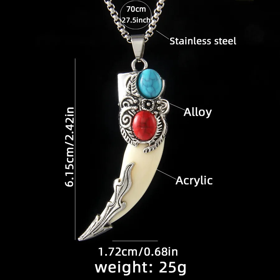 Collar Cuerno Turquesa Acero Inoxidable